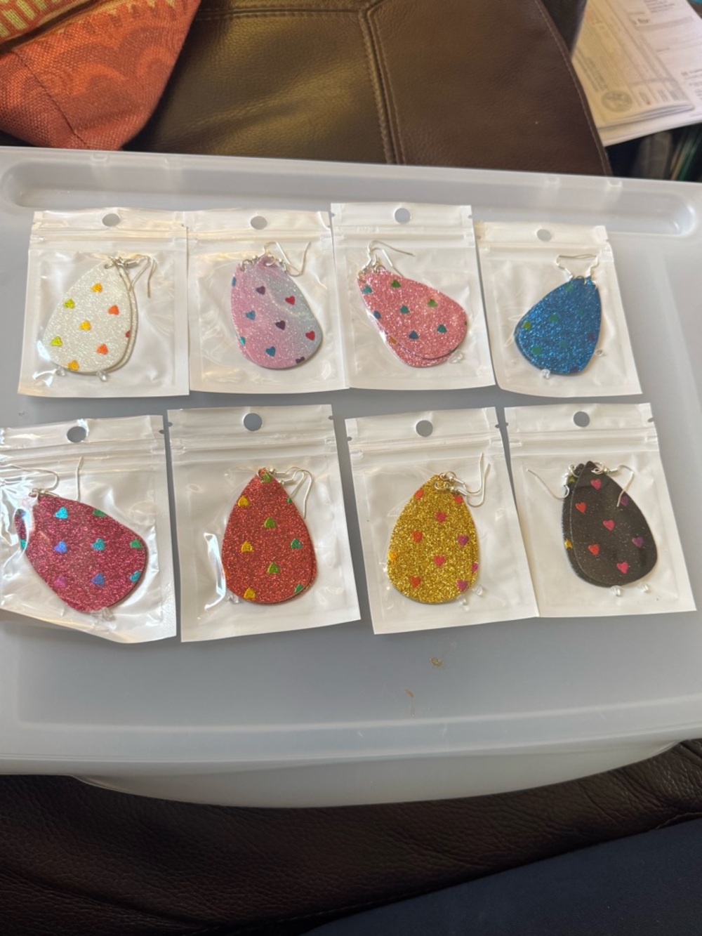 Sparkly Teardrop Heart Confetti Earrings - Assorted Colors